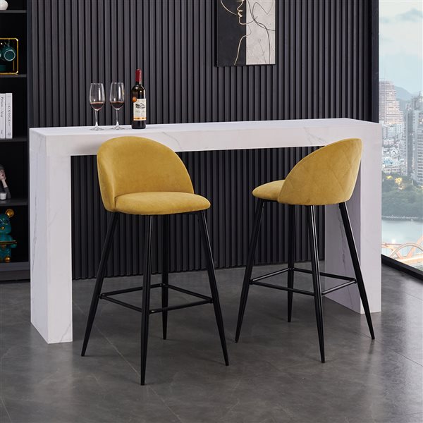 Yellow fabric outlet bar stools