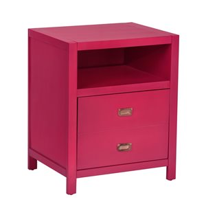 FurnitureR Loralie 22.3-in W x 27.2-in H Pink MDF Nightstand with 1-Drawer and 1-Shelf