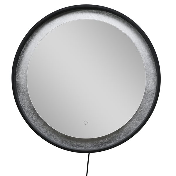 CASAINC 32-in LED Wall-Mounted Black Round Bathroom Mirror with Frame ...