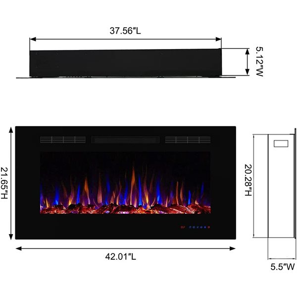 CASAINC 42-in Black LED Built-In Electric Fireplace