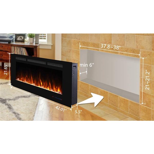 CASAINC 42-in Black LED Built-In Electric Fireplace