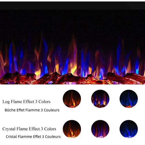 CASAINC 42-in Black LED Built-In Electric Fireplace