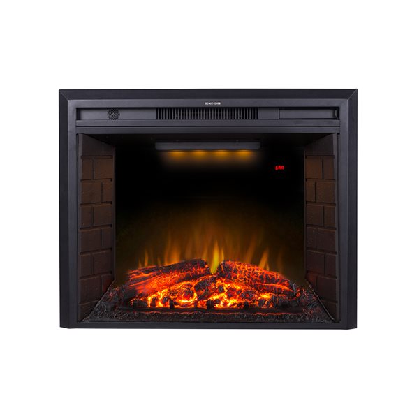 CASAINC 30in Black TemperedGlass LED Electric Recessed Fireplace with