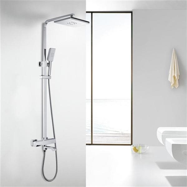 CASAINC Polished Chrome Wall-Mounted Square Dual Shower Heads with ...