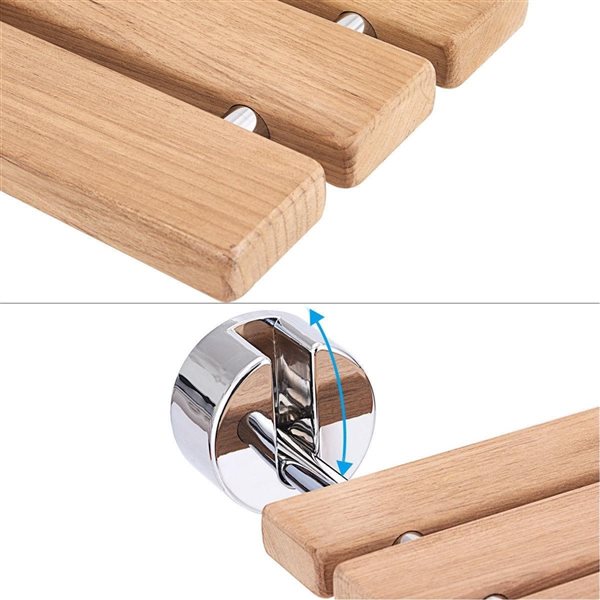 CASAINC 20-in Brown Teak Wall-Mounted Folding Shower Seat