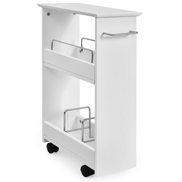 3 Tiers White Freestanding Storage Bathroom Shelves with Handles