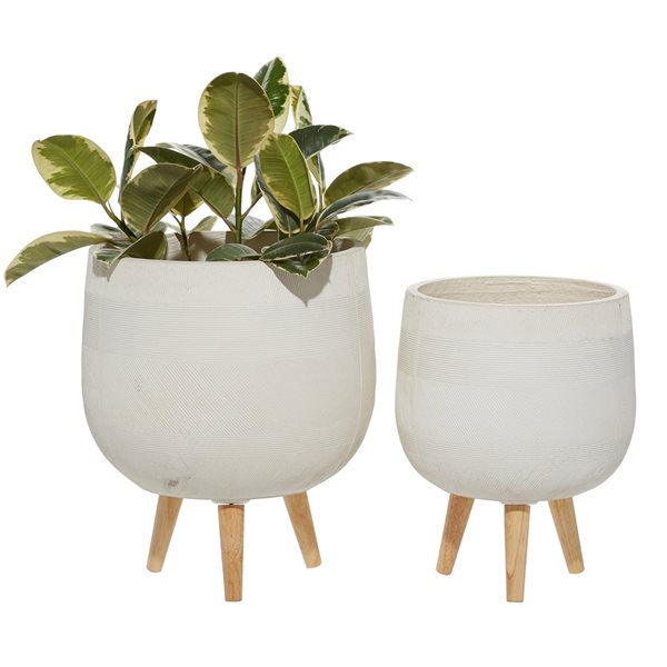 Grayson Lane 11.95-in x 15-in White Ceramic Planters - Set of 2