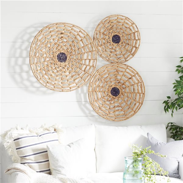 Grayson Lane  Brown Dried Plant Material Coastal Style Wall Decor - Set of 3