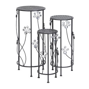Grayson Lane 28-in Black Outdoor Round Cast Iron Plant Stands - Set of 3
