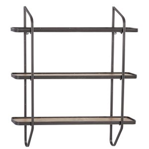 Grayson Lane 34-in x 32-in Industrial Grey Metal and Wood Wall Shelves