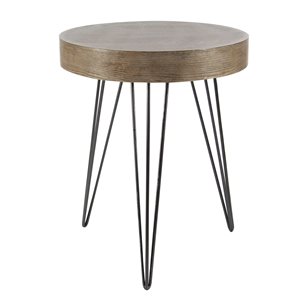 Grayson Lane 24-in x 20-in Brown Wood Round Accent Table