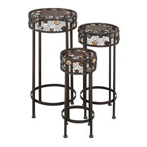 Grayson Lane 28-in Black Outdoor Round Cast Iron Plant Stands - Set of 3