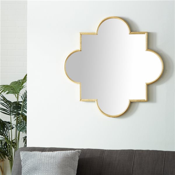 Cosmoliving By Cosmopolitan 34-in x 34-in Gold MDF Framed Wall Mirror