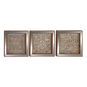 Grayson Lane 16-in x 16-in Brown Metal Glam Floral Wall Decor - Set of 3