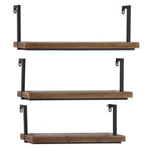 Grayson Lane 26-in, 24-in and 22-in Brown Wood Industrial Wall Shelf - Set of 3