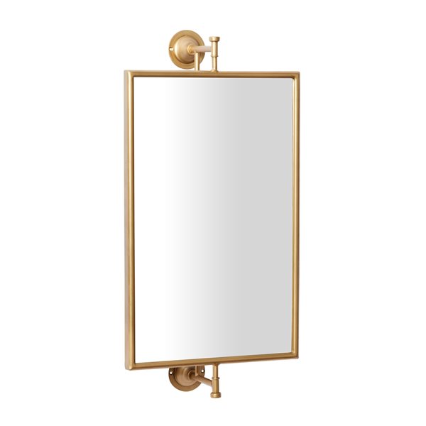 Grayson Lane 14-in x 28-in Rectangle Gold Contemporary Framed Wall Mirror