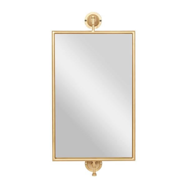 Grayson Lane 14-in x 28-in Rectangle Gold Contemporary Framed Wall Mirror