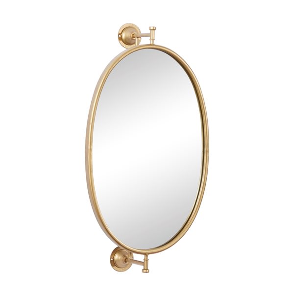 Grayson Lane 15-in x 29-in Oval Gold Contemporary Framed Wall Mirror