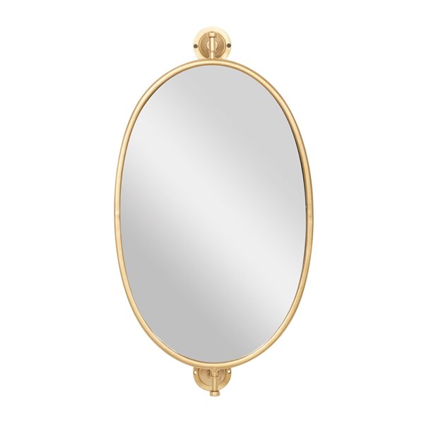 Grayson Lane 15-in x 29-in Oval Gold Contemporary Framed Wall Mirror