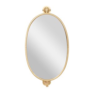 Grayson Lane 15-in x 29-in Oval Gold Contemporary Framed Wall Mirror