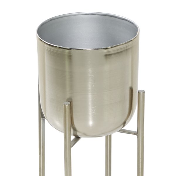 Grayson Lane 11-in x 22-in Silver Metal Planters - Set of 2