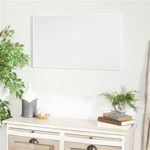 Grayson Lane 32-in x 18-in Rectangle White Contemporary Framed Wall Mirror