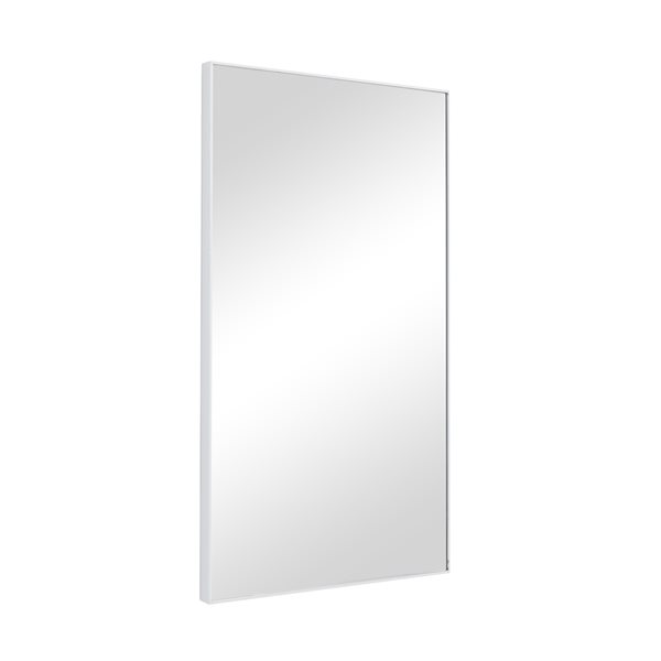 Grayson Lane 32-in x 18-in Rectangle White Contemporary Framed Wall Mirror