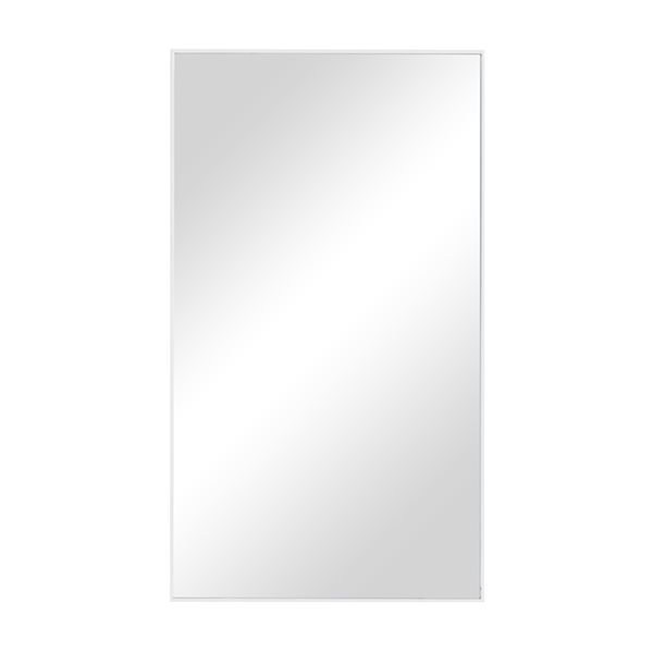 Grayson Lane 32-in x 18-in Rectangle White Contemporary Framed Wall Mirror