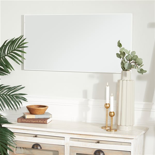 Grayson Lane 36-in x 18-in Rectangle White Framed Wall Mirror