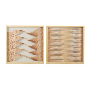 Grayson Lane 20-in x 20-in Brown Wood Framed Coastal Style Abstract Wall Art - Set of 2