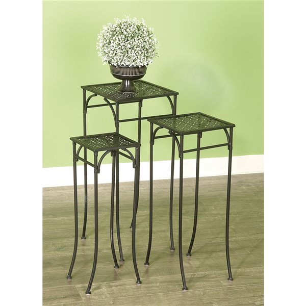 Grayson Lane 28-in Black Outdoor Square Cast Iron Plant Stands - Set of 3