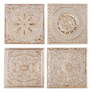 Grayson Lane 17-in x 17-in Gold Metal Eclectic Wall Decor - Set of 4