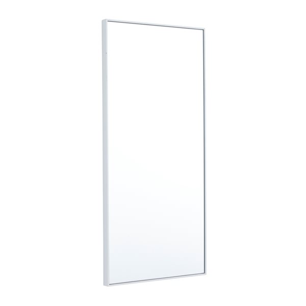 Grayson Lane 30-in x 14-in Rectangle White Contemporary Framed Wall Mirror