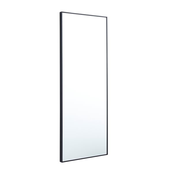 Grayson Lane 36-in x 14-in Rectangle Black Contemporary Framed Wall Mirror