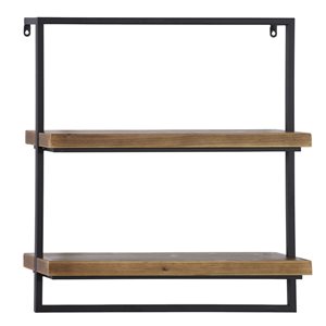 Grayson Lane 24-in x 26-in Brown Metal and Wood Industrial Wall Shelves