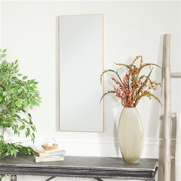 Grayson Lane 36-in x 14-in Rectangle Gold Contemporary Framed Wall Mirror