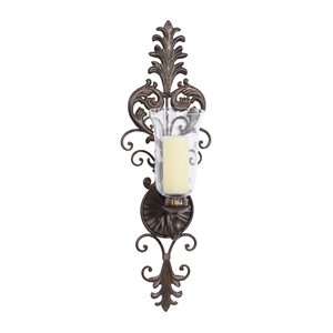 Grayson Lane 31-in x 10-in Bronze Rustic Wall Mount Candle Holder