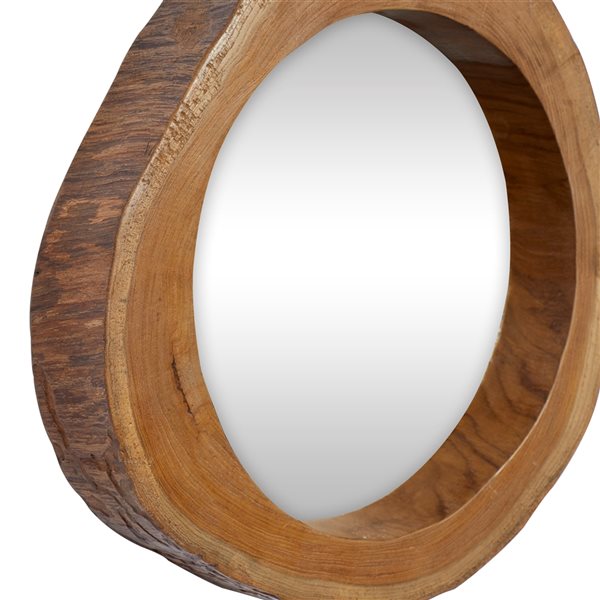 Grayson Lane 13-in x 13-in Round Brown Rustic Framed Wall Mirror - Set of 4