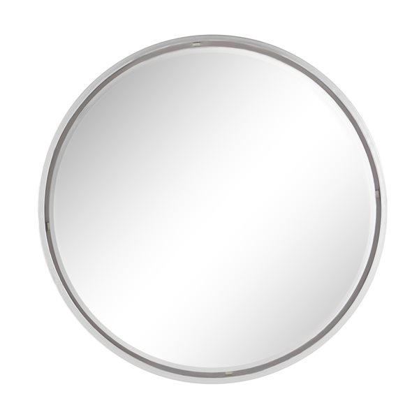 Grayson Lane 30-in x 30-in Round Silver Contemporary Framed Wall Mirror