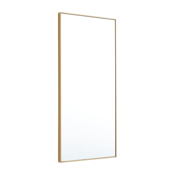 Grayson Lane 30-in x 14-in Rectangle Gold Contemporary Framed Wall Mirror