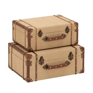 Grayson Lane 17-in and 15-in Beige Vintage Wood Storage Trunk - Set of 2