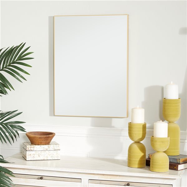 Grayson Lane 24-in x 18-in Rectangle Gold Contemporary Framed Wall Mirror