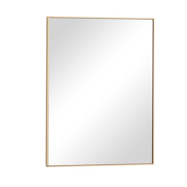 Grayson Lane 24-in x 18-in Rectangle Gold Contemporary Framed Wall Mirror