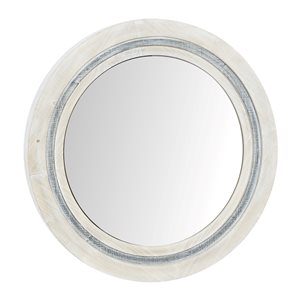 Grayson Lane 34-in x 34-in Round White Farmhouse Framed Wall Mirror