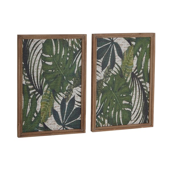 Grayson Lane 17-in x 25-in Green Wooden Bohemian Style Floral Wall Decor - Set of 2