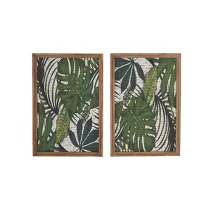 Grayson Lane 17-in x 25-in Green Wooden Bohemian Style Floral Wall Decor - Set of 2