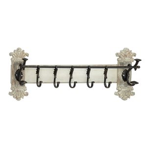 Grayson Lane 33-in x 13-in White Vintage Iron Wall Hook Rack