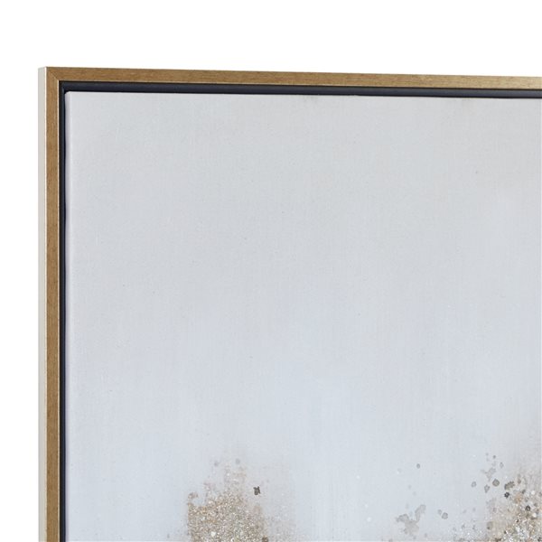 Cosmoliving By Cosmopolitan 40-in x 30-in Gold Wood Framed Glam Abstract Wall Art with Gold Canvas