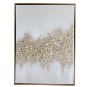 Cosmoliving By Cosmopolitan 40-in x 30-in Gold Wood Framed Glam Abstract Wall Art with Gold Canvas