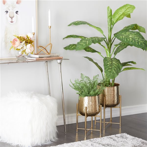 Cosmoliving by Cosmopolitan 9.85-in x 16.60-in Gold Metal Planters - Set of 2